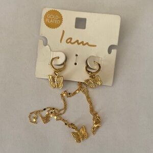 I Am Gold-Plated Butterfly Hoop Earrings - Gold